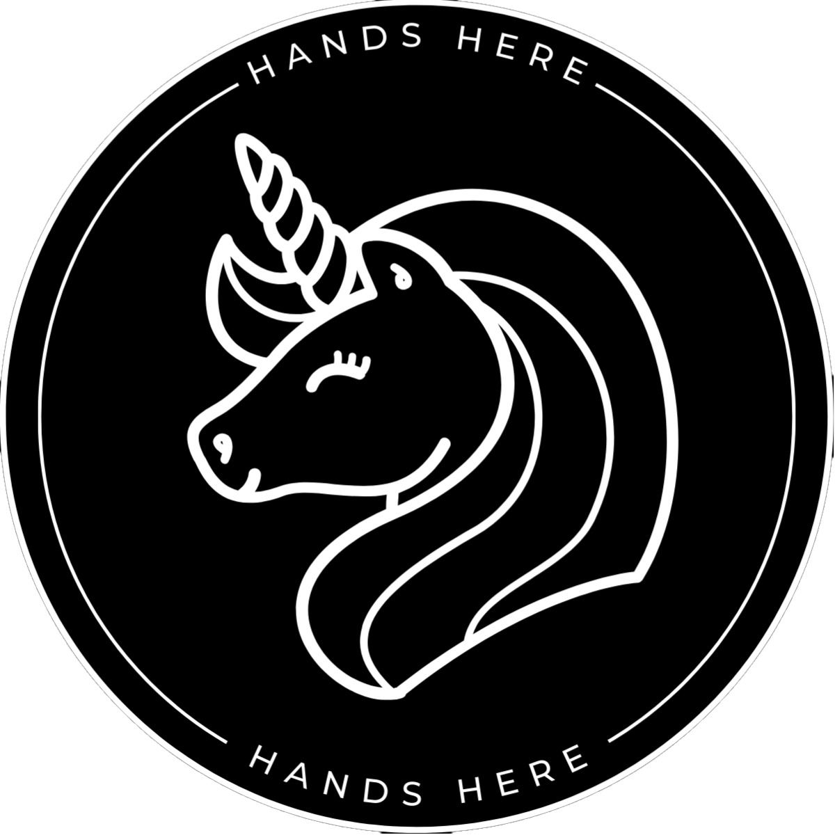 Unicorn Decal - A - Hands Here