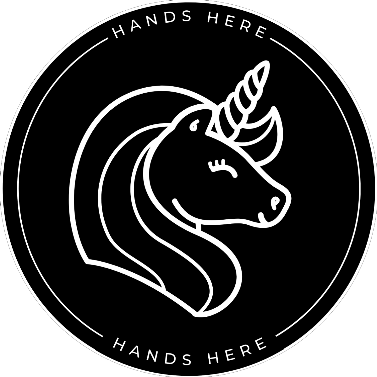 Unicorn Decal - B - Hands Here