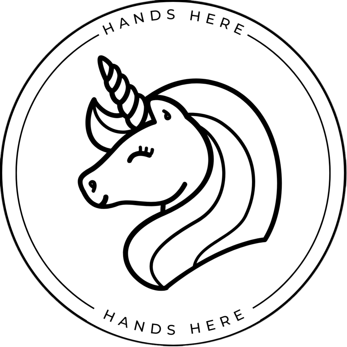 Unicorn Decal - A - Hands Here