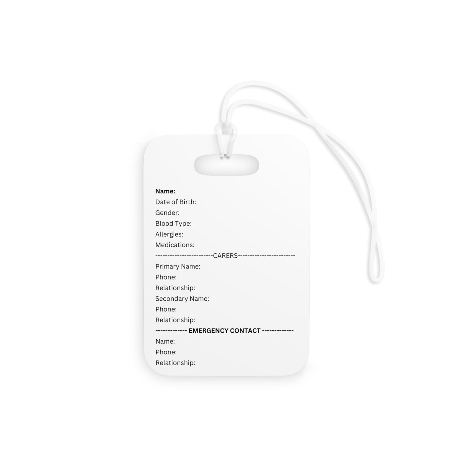 Emergency Information Tag